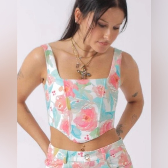 Floral Print Women's Elsie and Fred Brand Corset Style Top - Picture 1 of 12